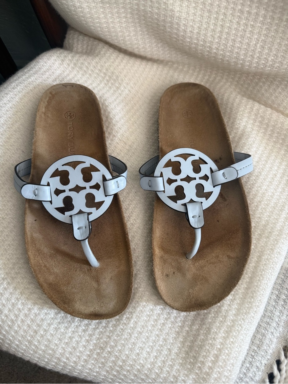 Tory Burch Miller Cloud Sandal In Crisp Blue/Natural 9US